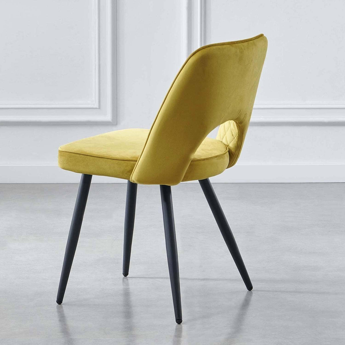 OUTLET - Hope Ochre Yellow Dining Chair - Set of 2 - Black Legs