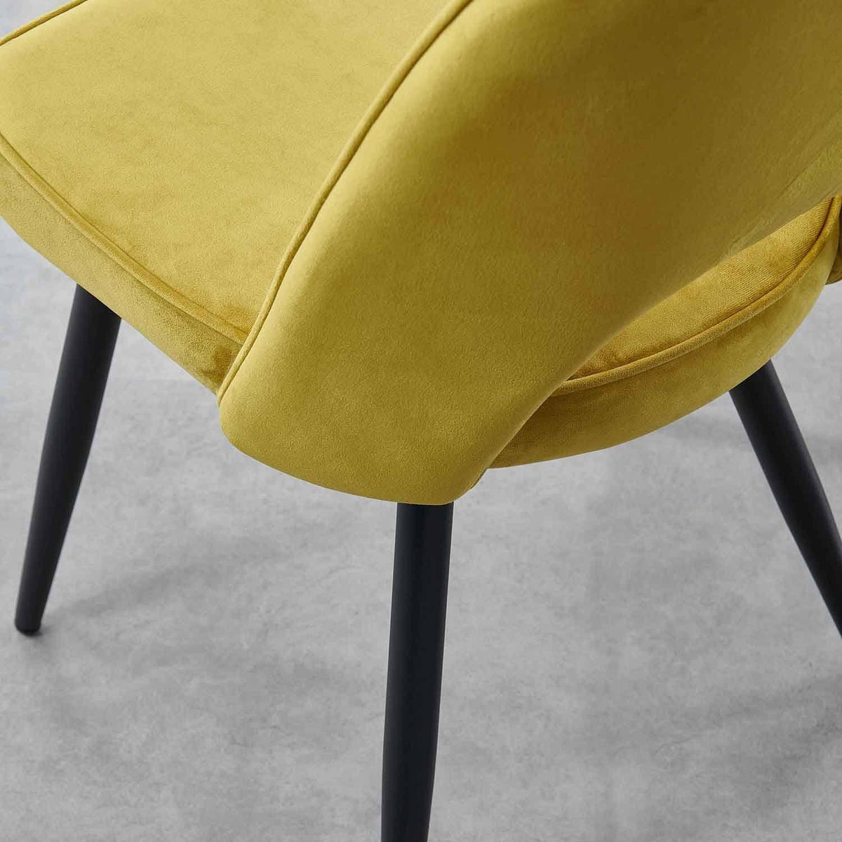 OUTLET - Hope Ochre Yellow Dining Chair - Set of 2 - Black Legs