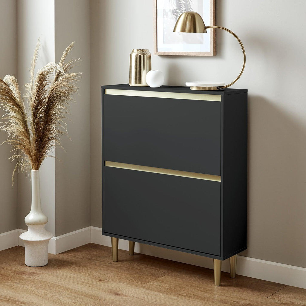 Outlet - Iliana Shoe Cabinet - 2 Door - Charcoal Grey