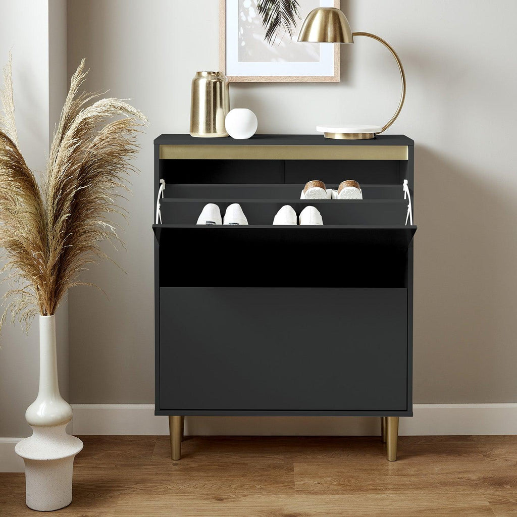 Outlet - Iliana Shoe Cabinet - 2 Door - Charcoal Grey