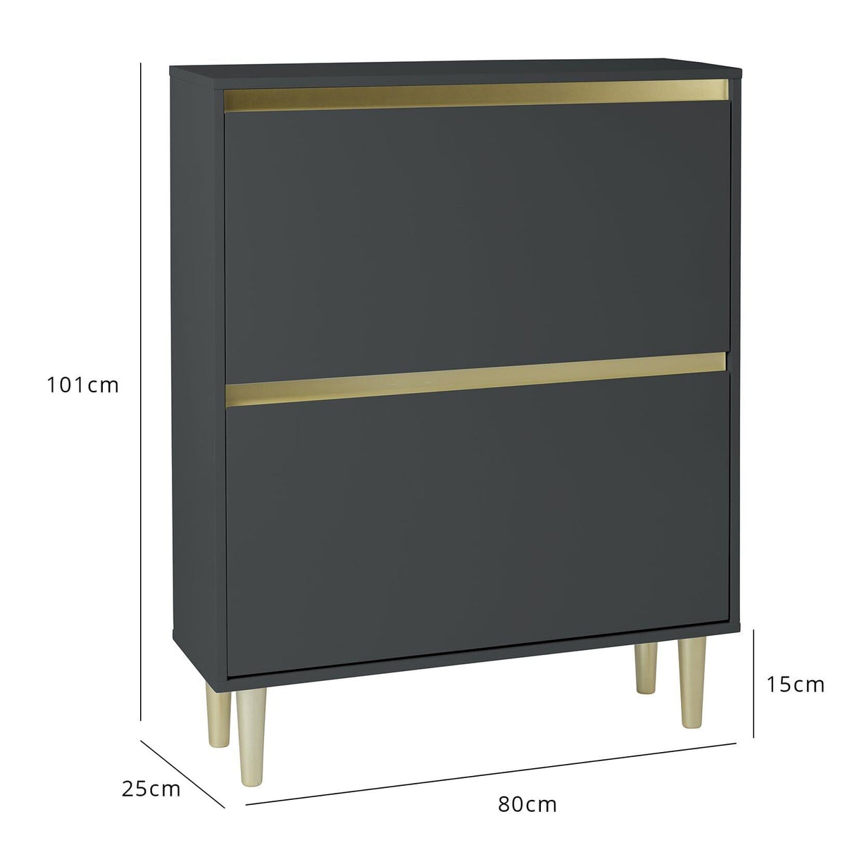 Outlet - Iliana Shoe Cabinet - 2 Door - Charcoal Grey