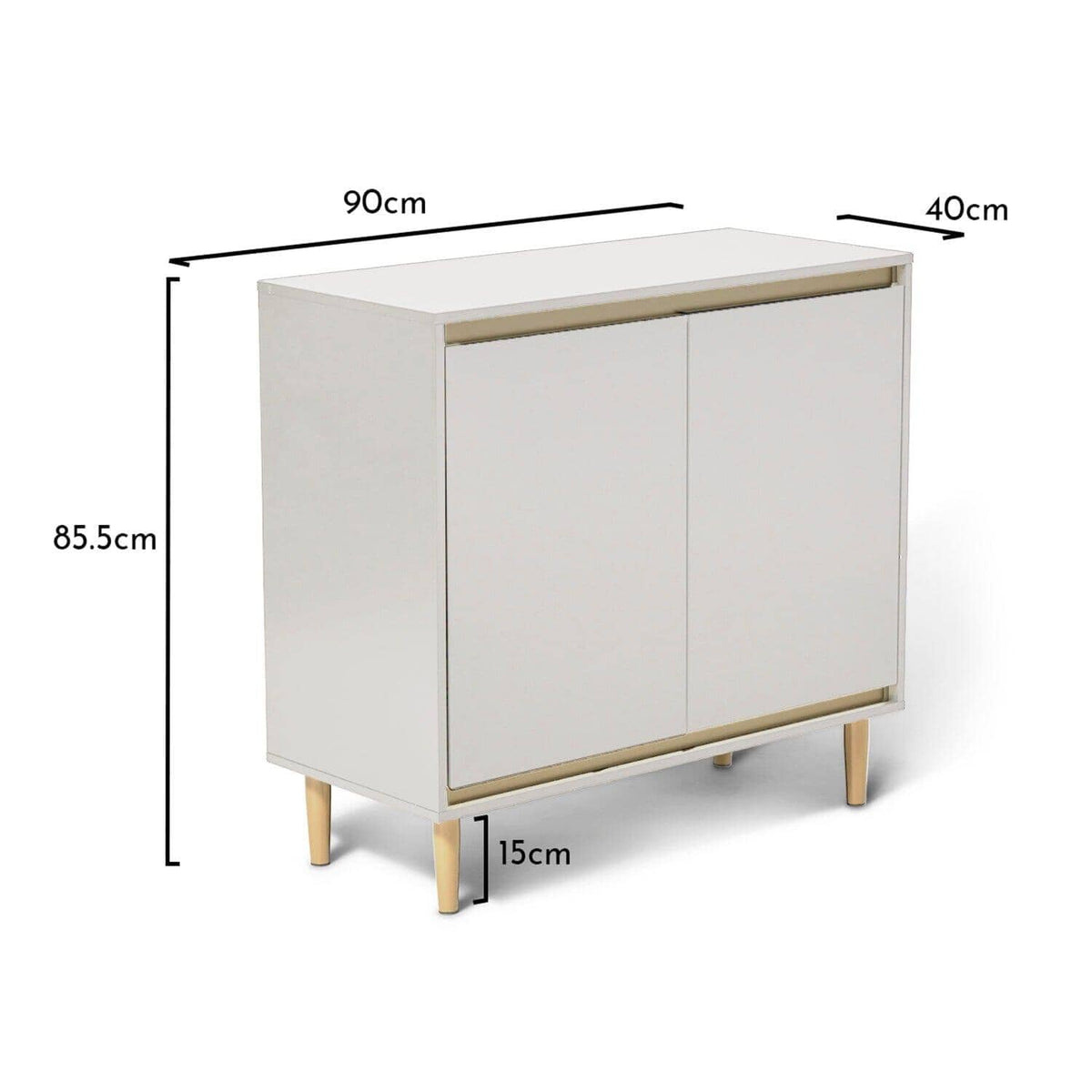 OUTLET - Iliana 2 Door Small Sideboard - Snow White & Gold Legs