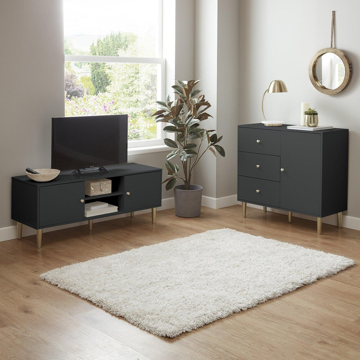 Outlet - Iliana TV Unit - Charcoal Grey