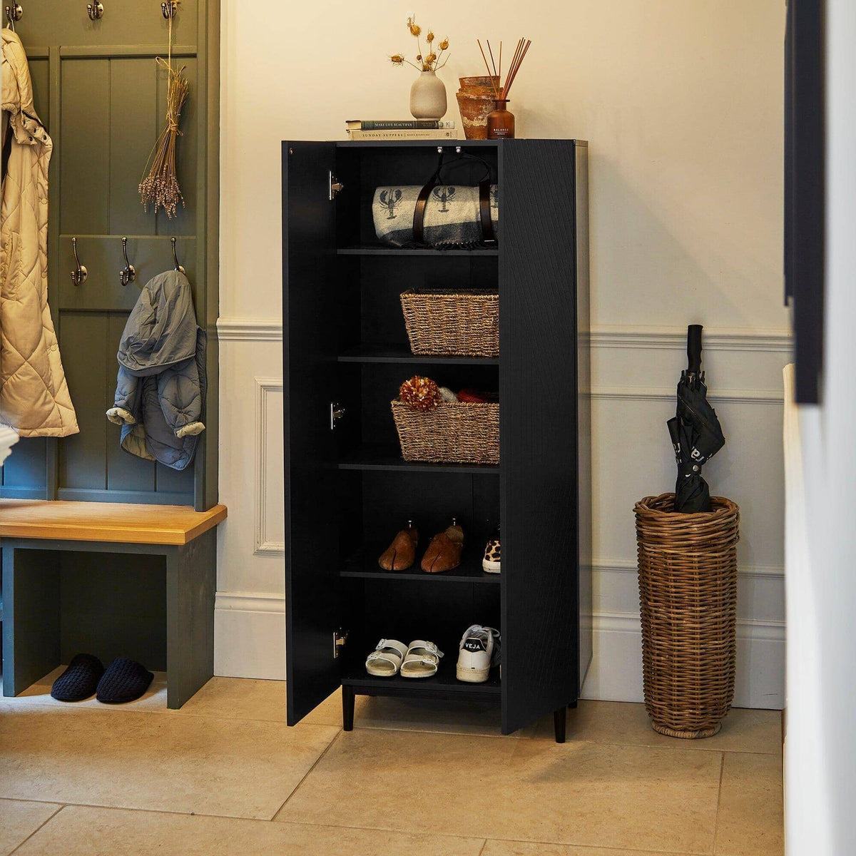 OUTLET - Jack Geometric Shoe Cabinet - 2 Door -  Black