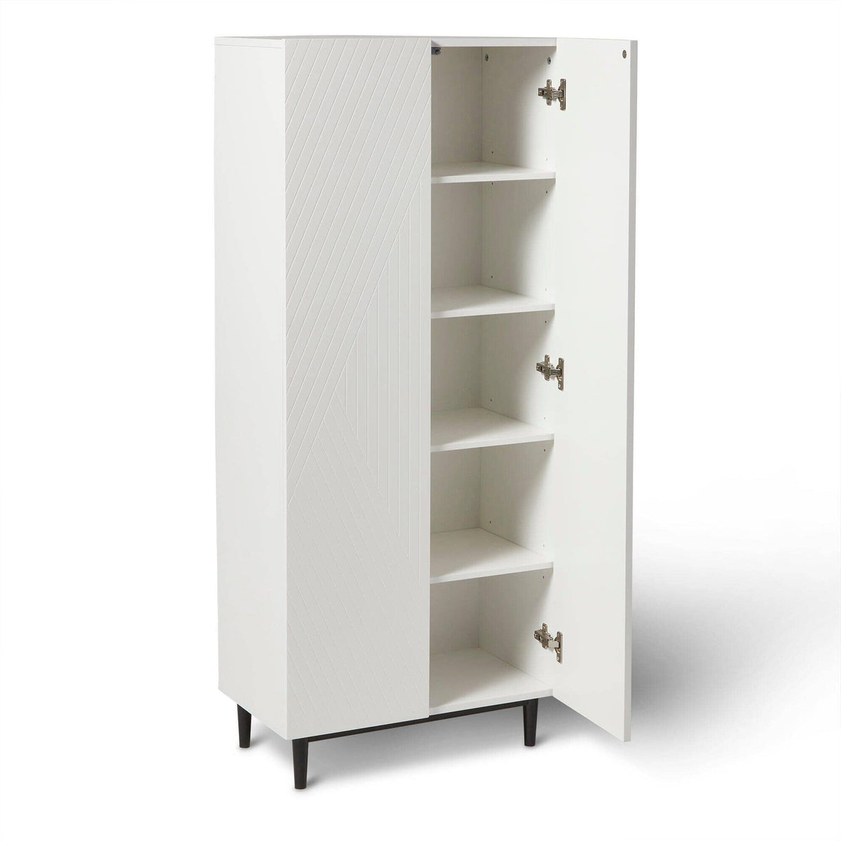 OUTLET - Jack Geometric Large Shoe Cabinet - 2 Door - White