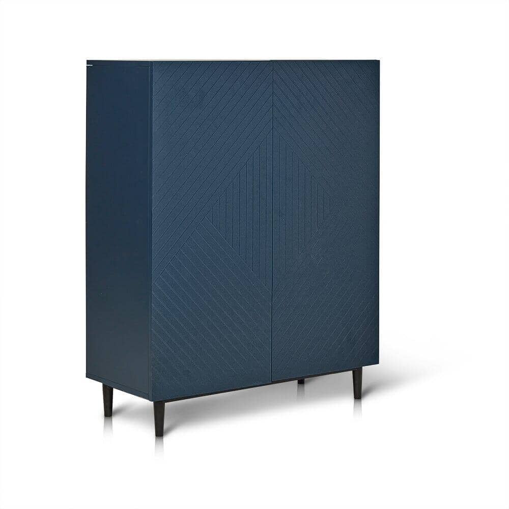 OUTLET - Jack Geometric Small Shoe Cabinet - 2 Door - Blue