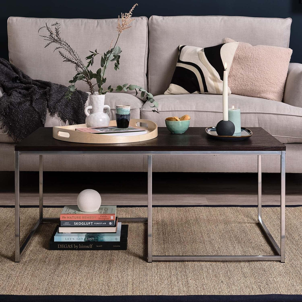 OUTLET - Jay Walnut Coffee Table - Chrome Frame