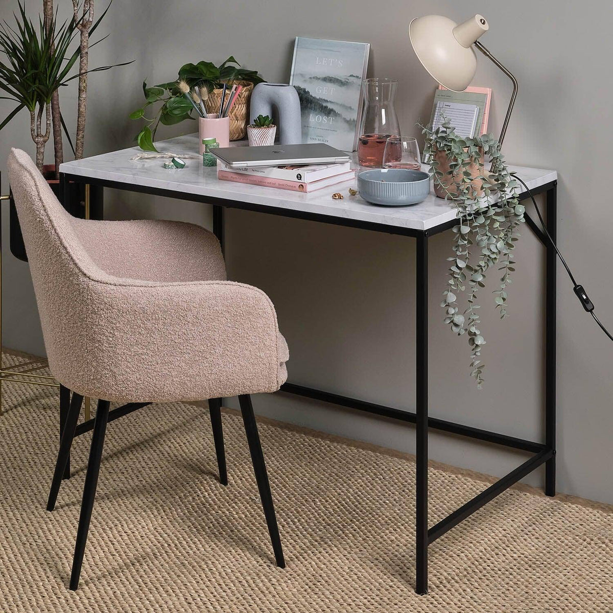 OUTLET - Jay Marble Effect Desk - Black