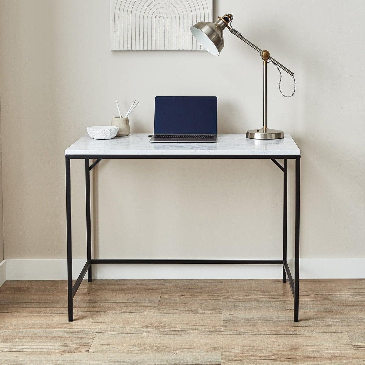 OUTLET - Jay Marble Effect Desk - Black
