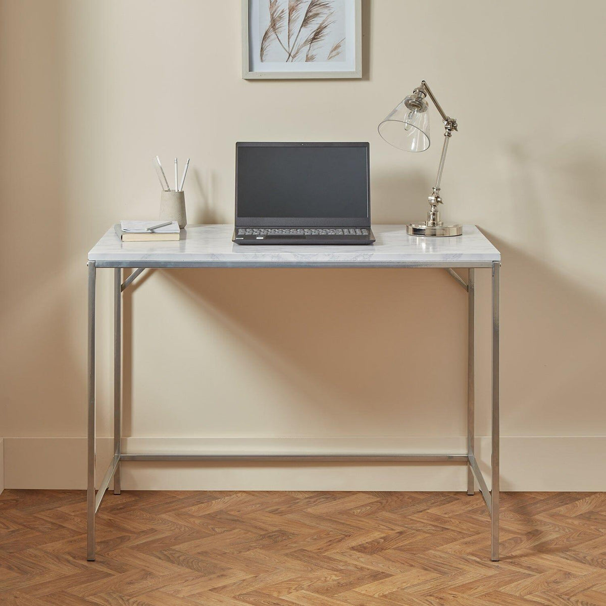 OUTLET - Jay Marble Effect Desk - Chrome