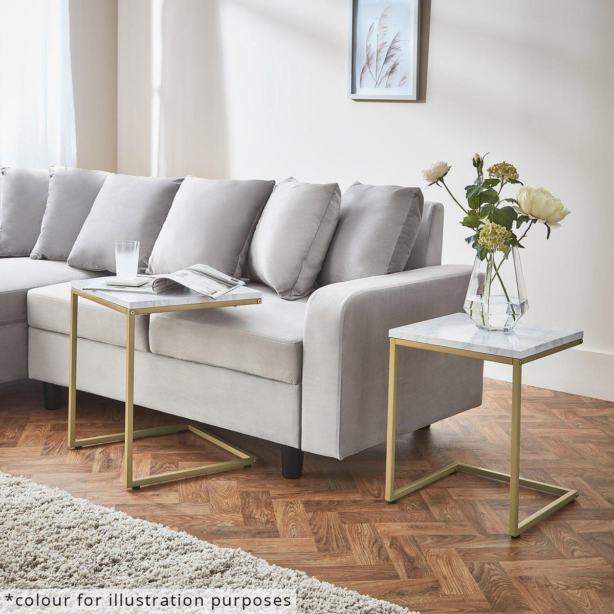 OUTLET - Jay Concrete Nest of Tables - Chrome Frame