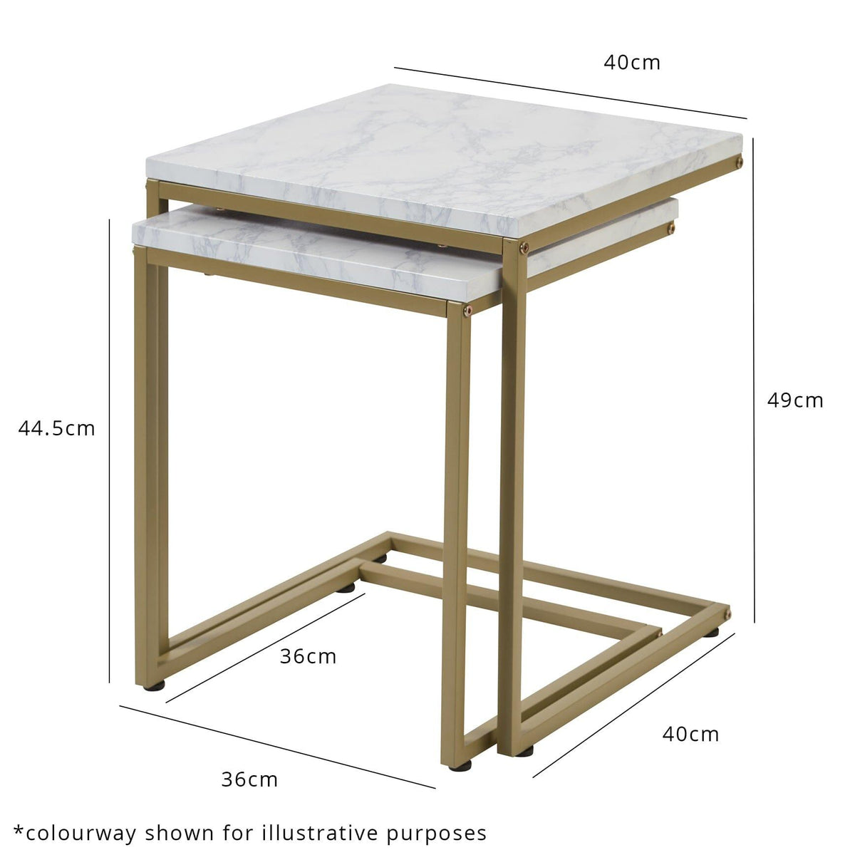 OUTLET - Jay Concrete Nest of Tables - Chrome Frame