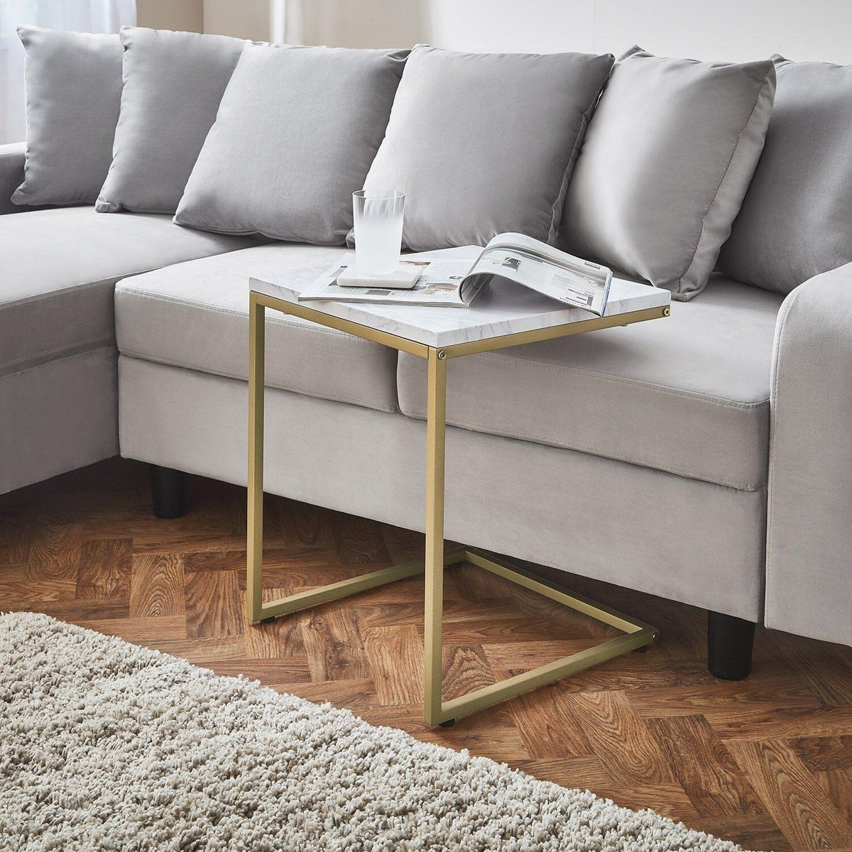 OUTLET - Jay Marble Effect Nest of Tables - Gold Frame