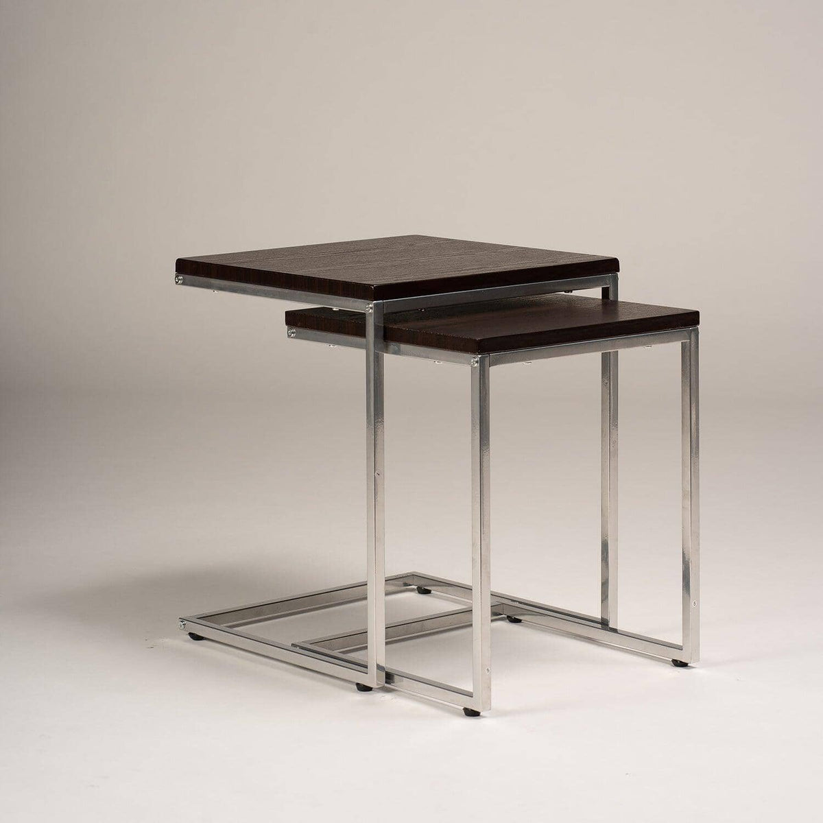 Outlet - Jay Nest of Tables - Walnut Effect & Chrome