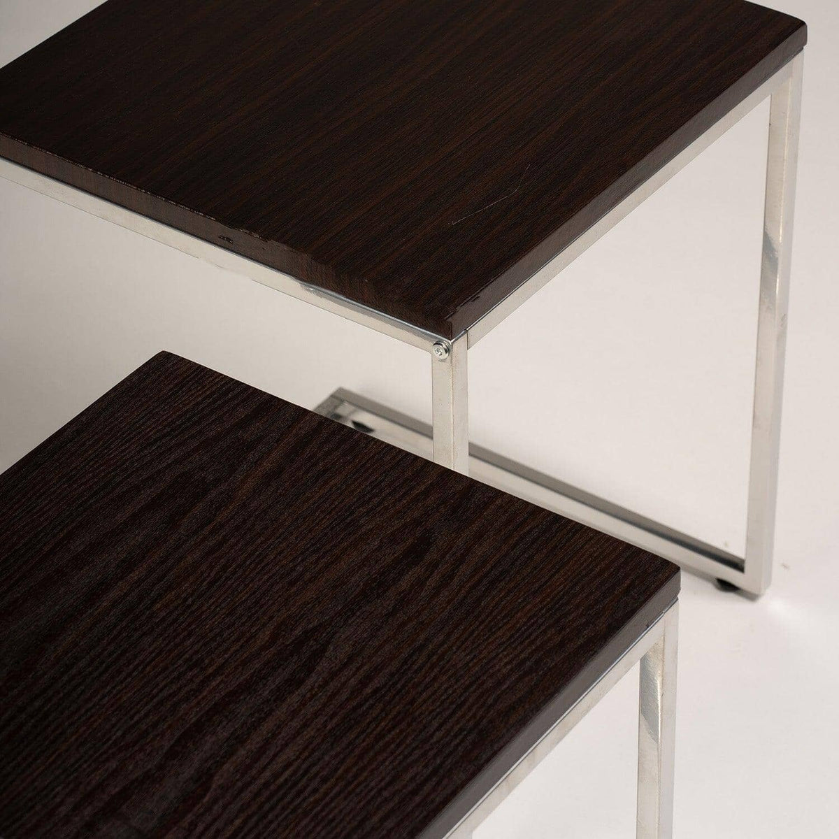 Outlet - Jay Nest of Tables - Walnut Effect & Chrome