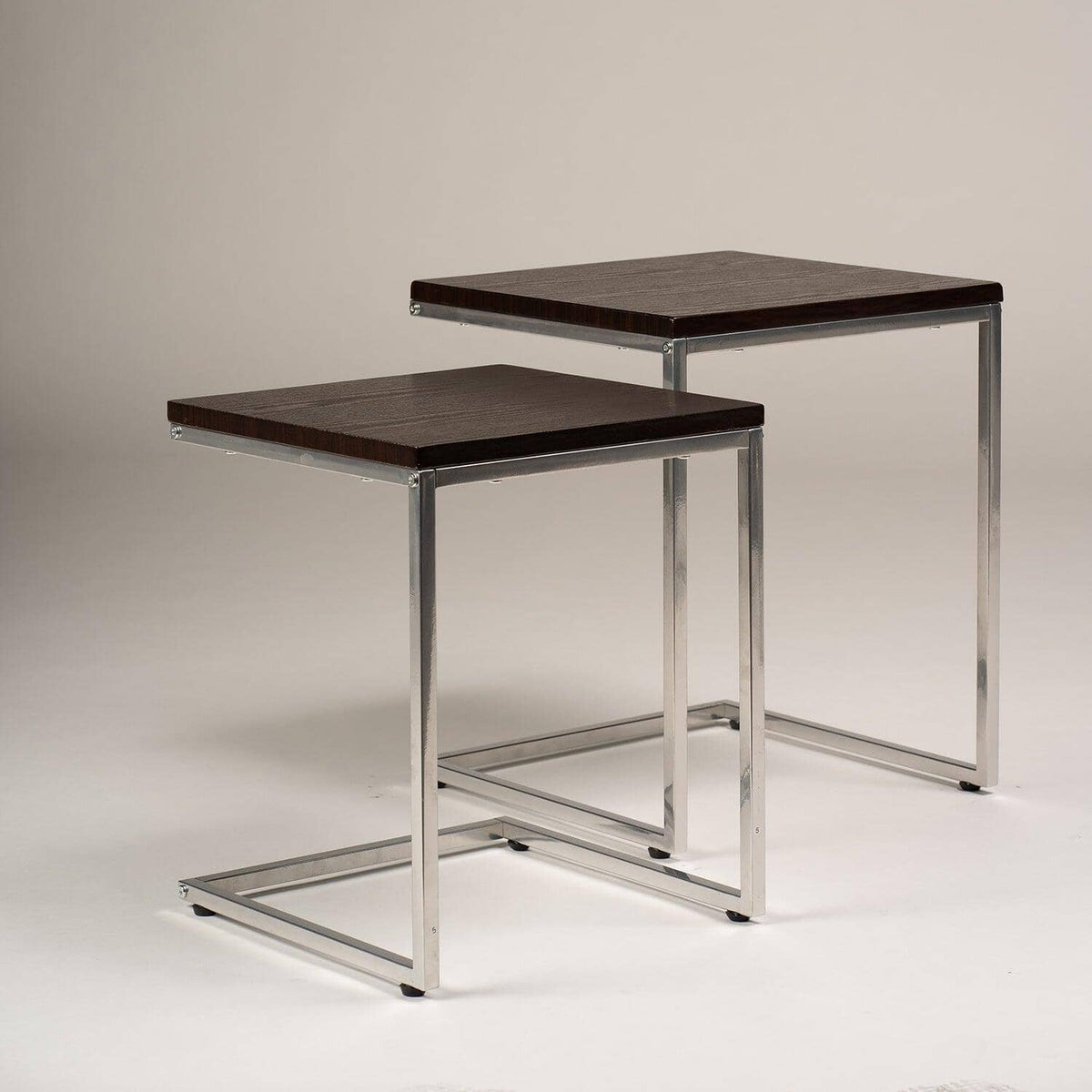 Outlet - Jay Nest of Tables - Walnut Effect & Chrome