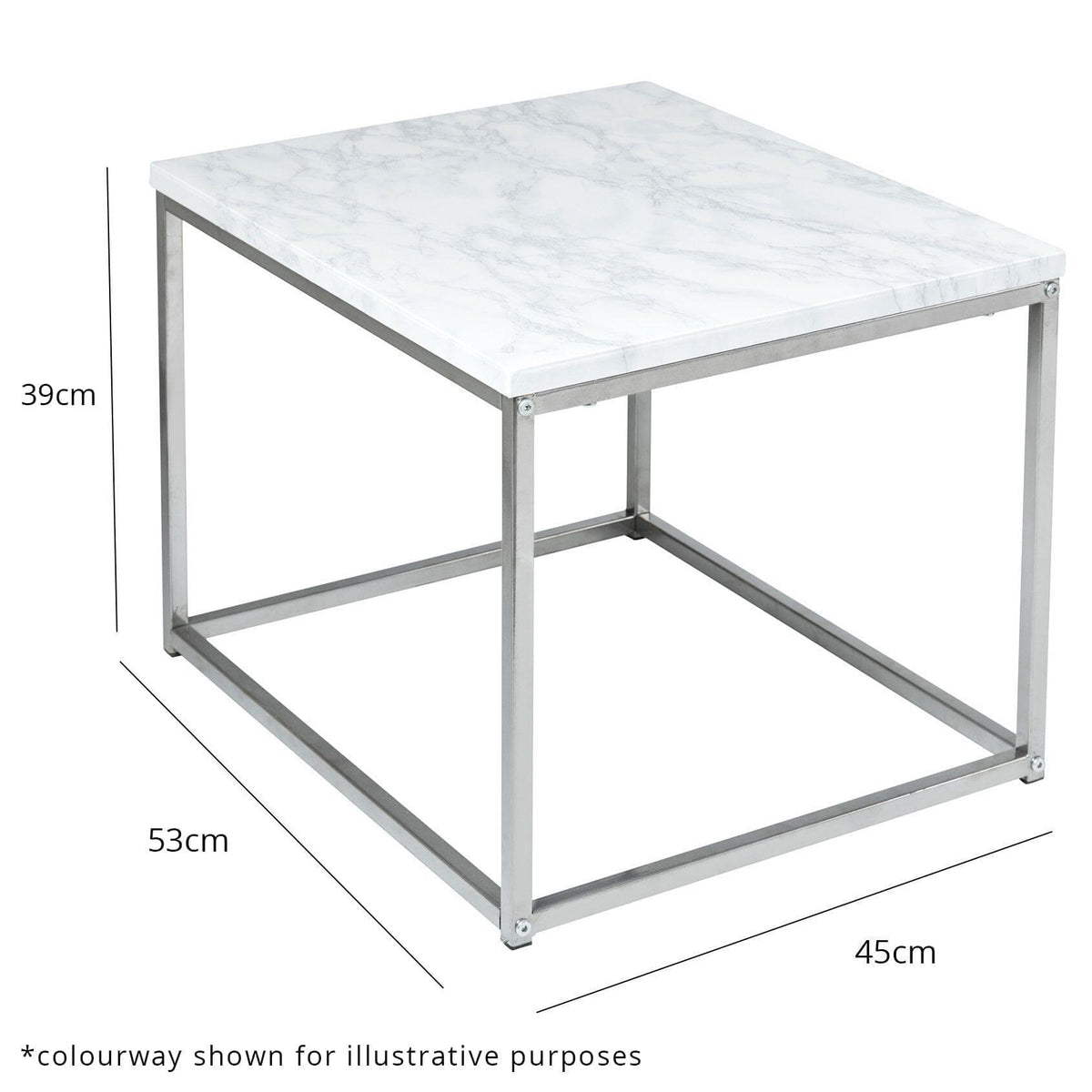 OUTLET - Jay Marble Effect Side Table - Chrome Frame