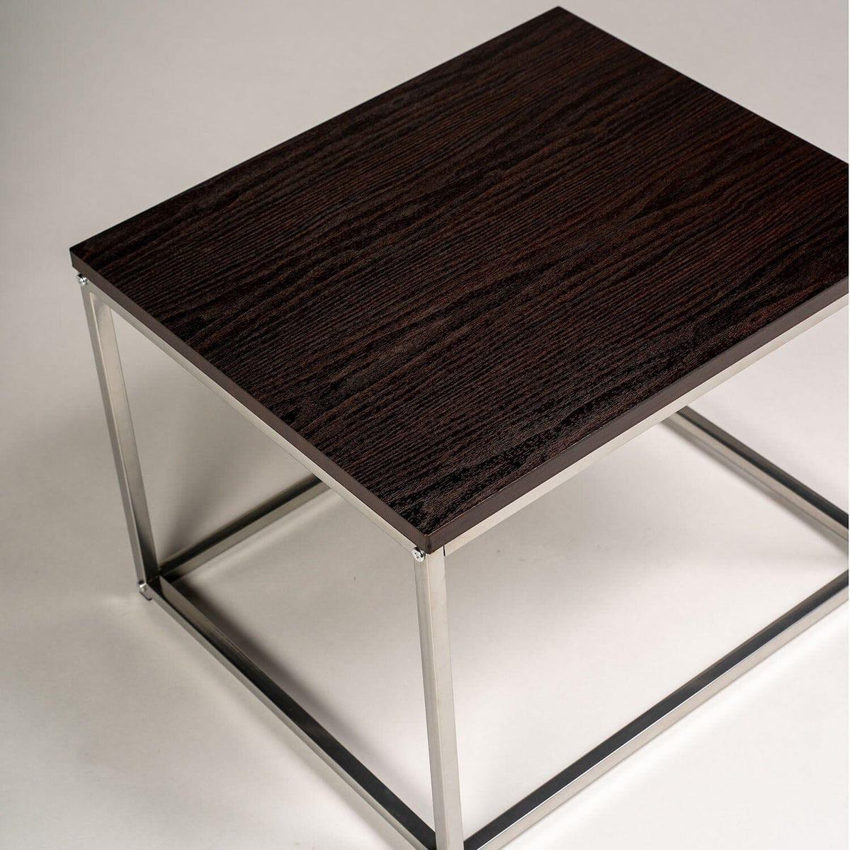 OUTLET - Jay Walnut Side Table - Chrome Frame