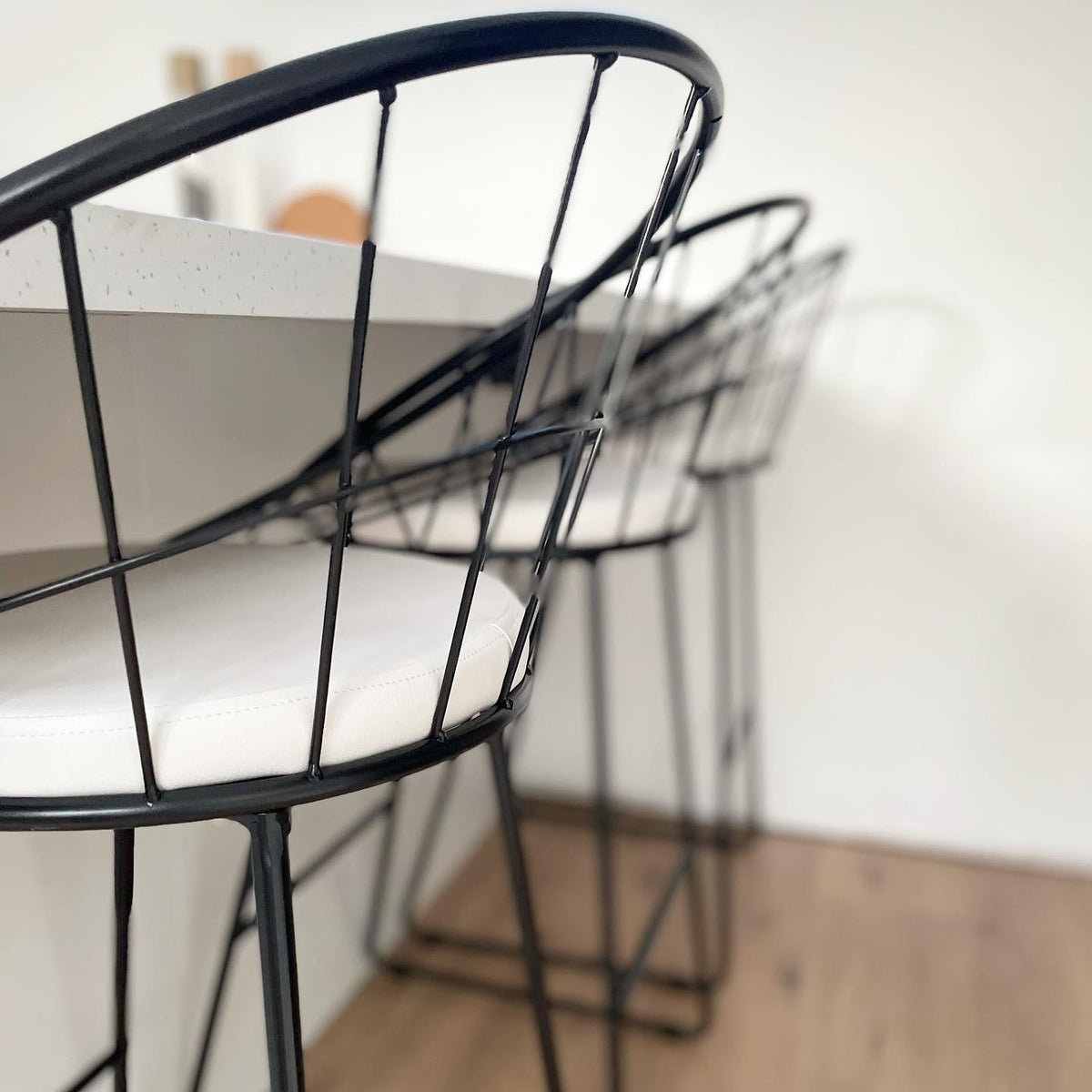 OUTLET - Jimmy Black Wire Barstool - Black Metal Legs