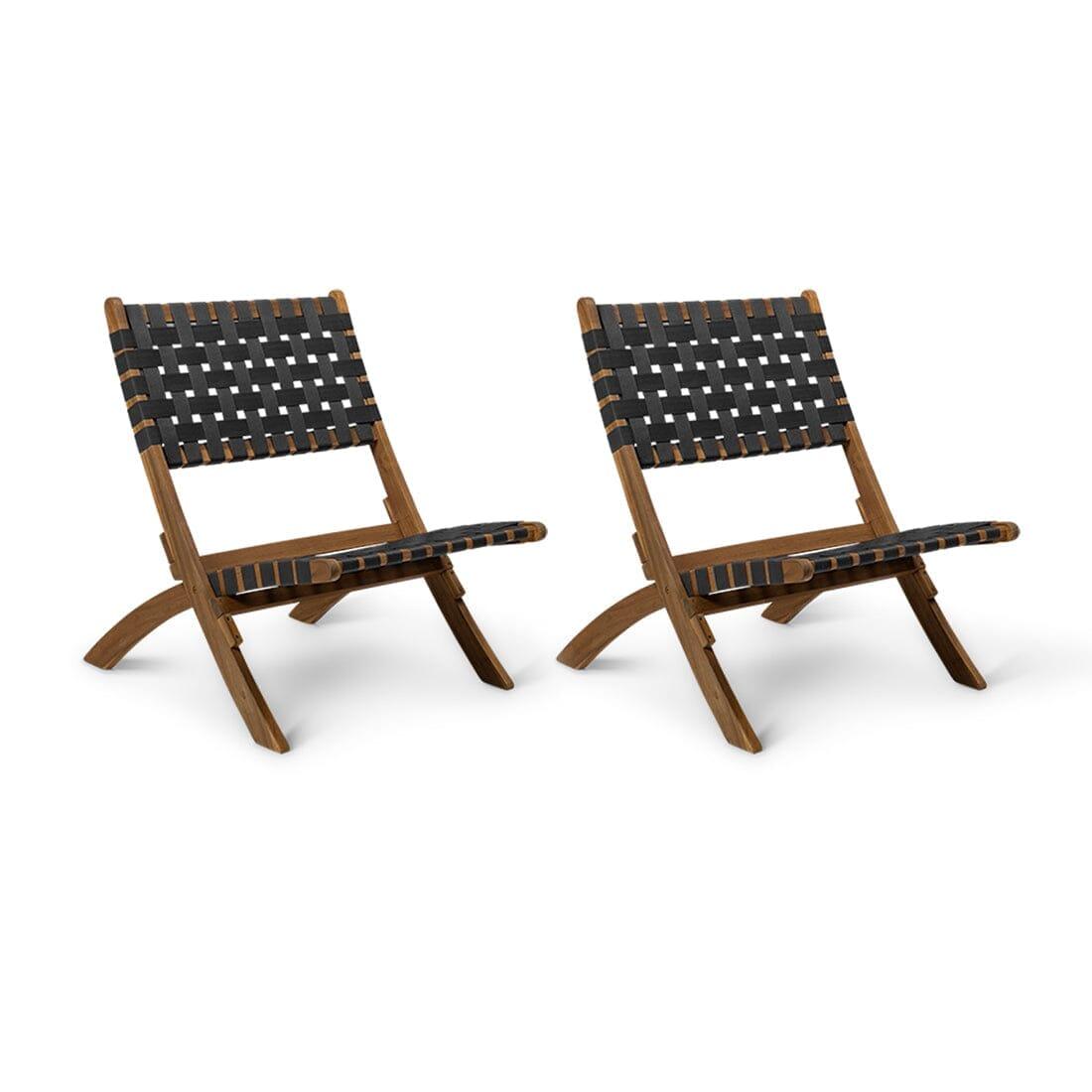 OUTLET - Kai Wooden Garden Folding Beach Chair Black - Set of 2
