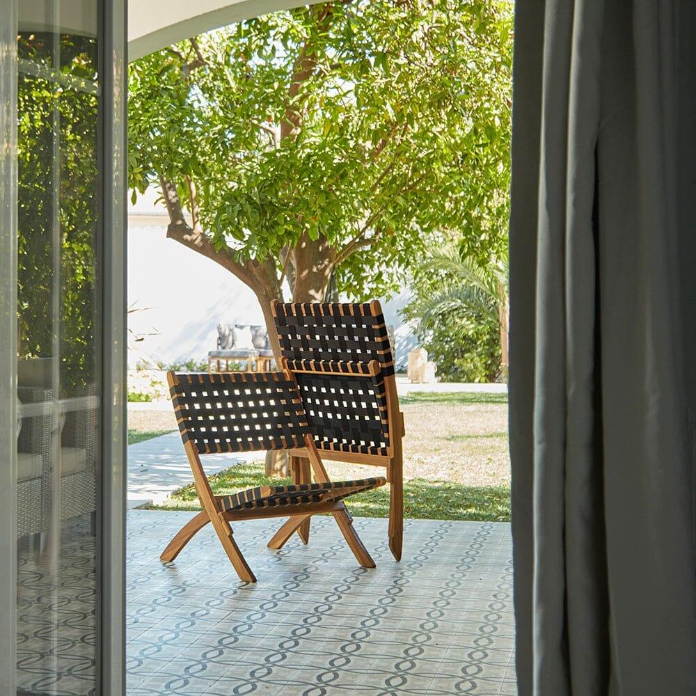 OUTLET - Kai Wooden Garden Folding Beach Chair Black - Set of 2
