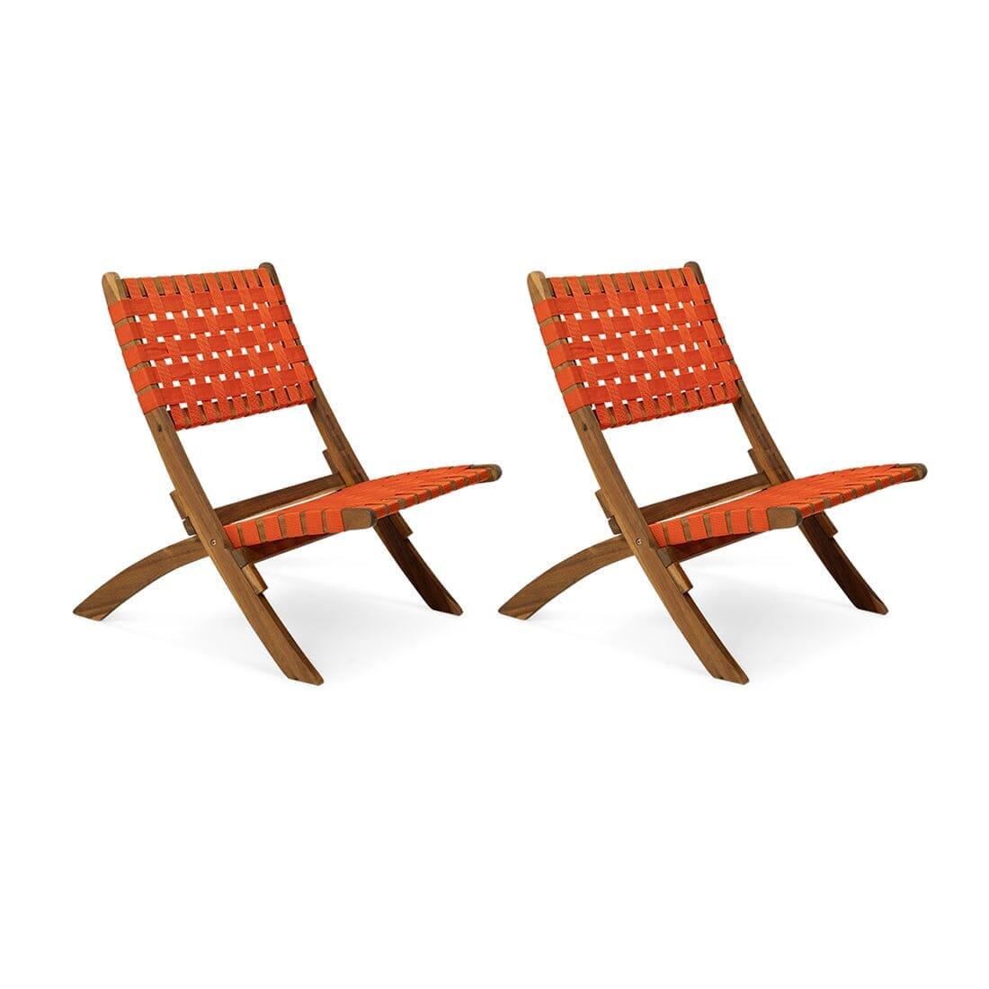 OUTLET - Kai Wooden Garden Folding Beach Chair Orange - Set of 2
