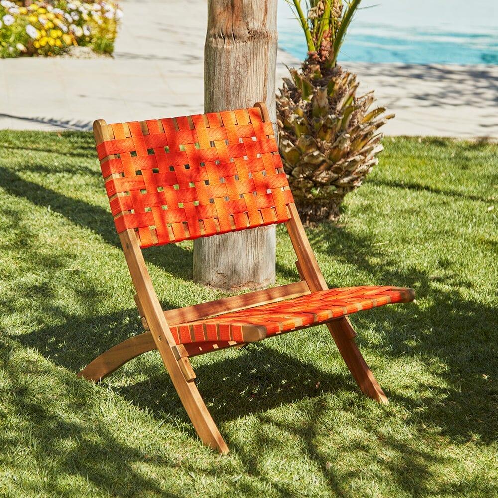 OUTLET - Kai Wooden Garden Folding Beach Chair Orange - Set of 2