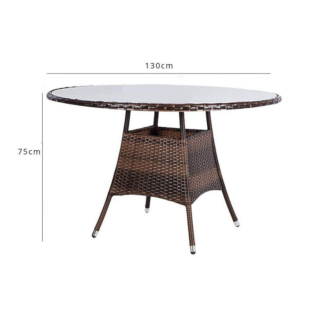 OUTLET - Kemble 6 Seater Round Garden Dining Table - Brown