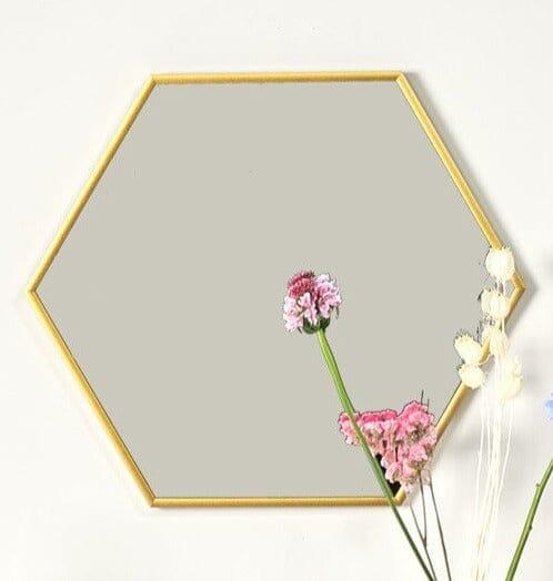 OUTLET - Kirton 50x43cm Metal Hexagon Mirror - Gold