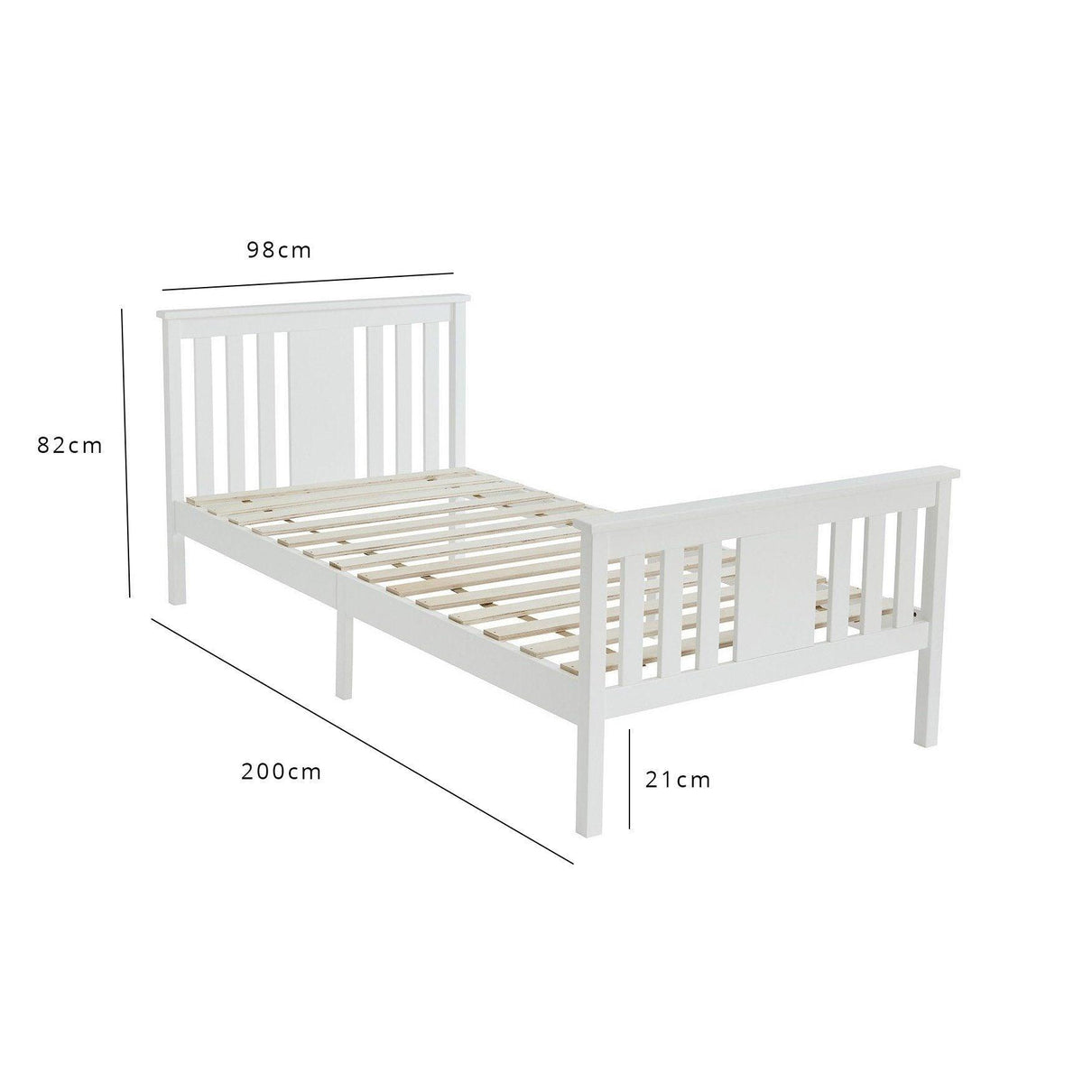 Outlet - Lisa Single Wooden Bed - White