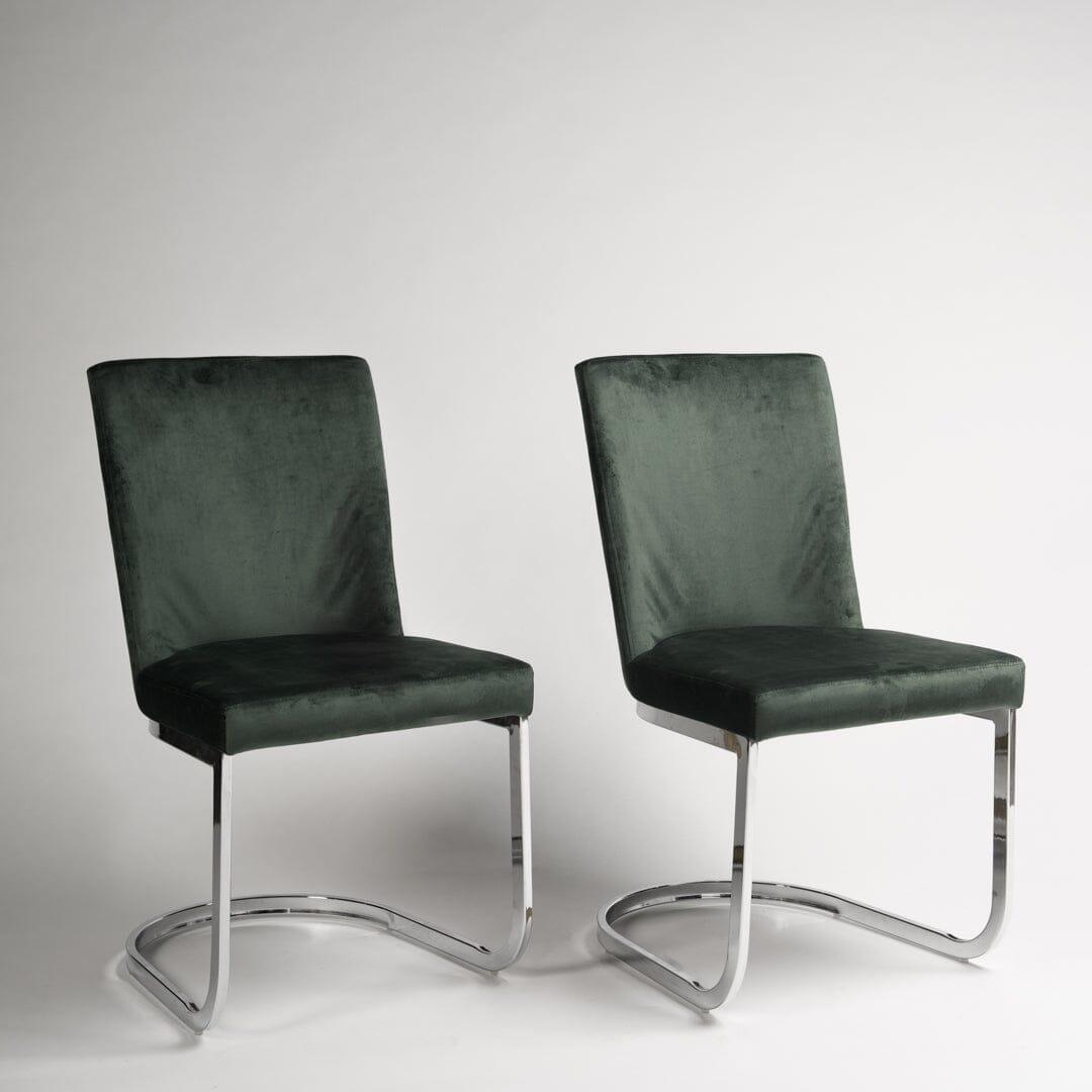 OUTLET - Lola Green Dining Chairs - Set of 2 - Chrome Legs