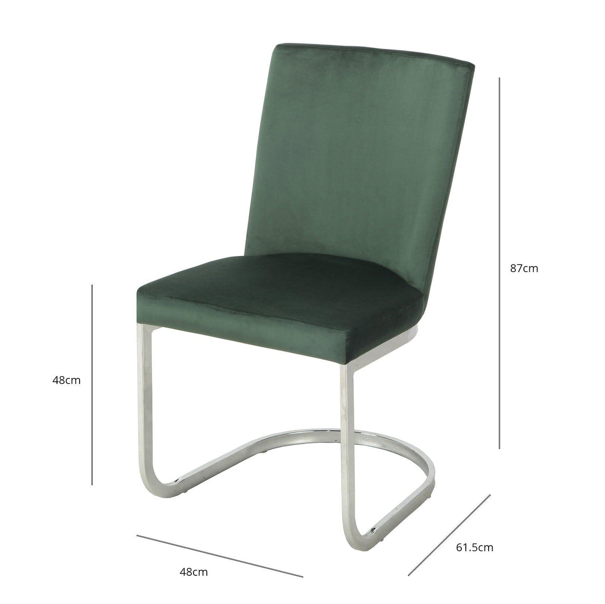 OUTLET - Lola Green Dining Chairs - Set of 2 - Chrome Legs