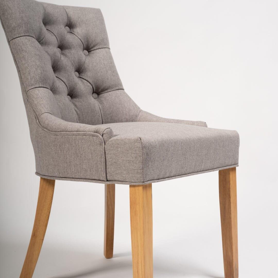 OUTLET - Louis Grey Dining Chairs - Set of 2 - Light Wood Legs