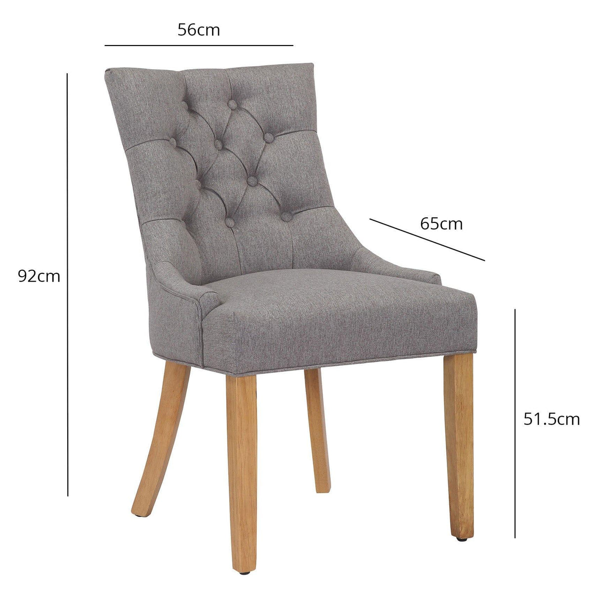 OUTLET - Louis Grey Dining Chairs - Set of 2 - Light Wood Legs