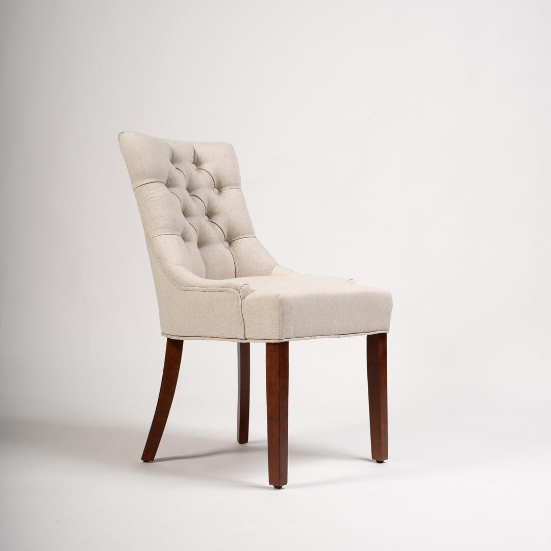 OUTLET - Louis Sand Dining Chairs - Set of 2 - Dark Wood Legs