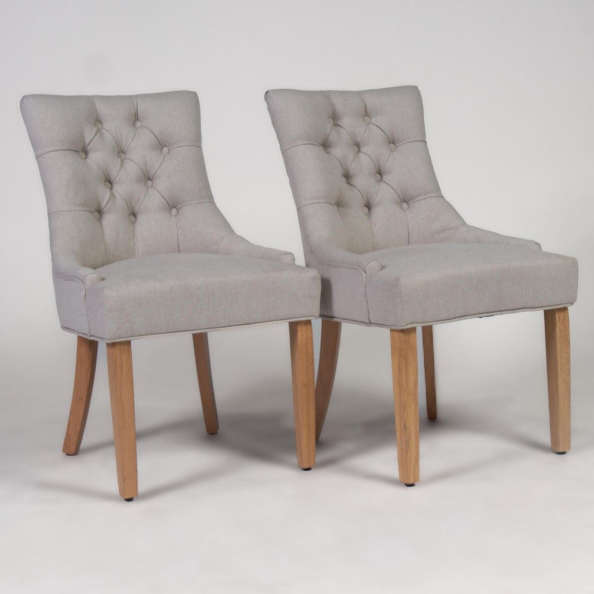 OUTLET - Louis Sand Dining Chairs - Set of 2 - Light Wood Legs