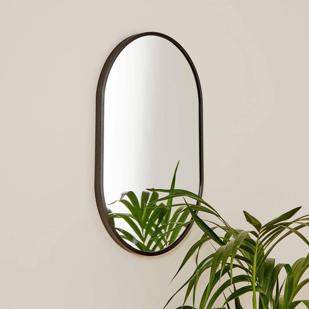 OUTLET - Lowesby 60X40cm Metal Capsule Mirror - Black