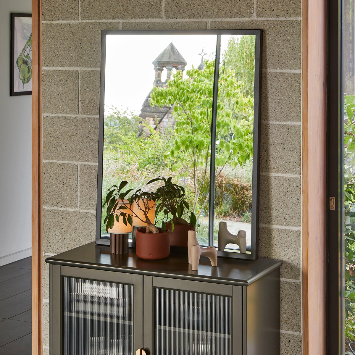OUTLET - Lua 2 Door Small Sideboard - Fir Green with Glass Door