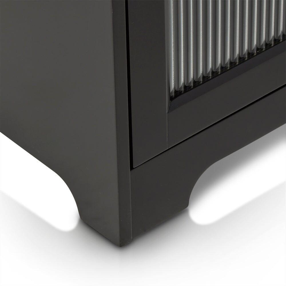 Lua 2 Door Small Sideboard - Noir Black with Glass Door