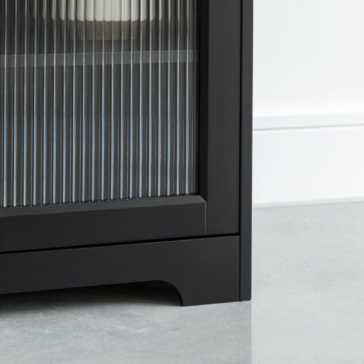 OUTLET - Lua 2 Door Small Sideboard - Noir Black with Glass Door