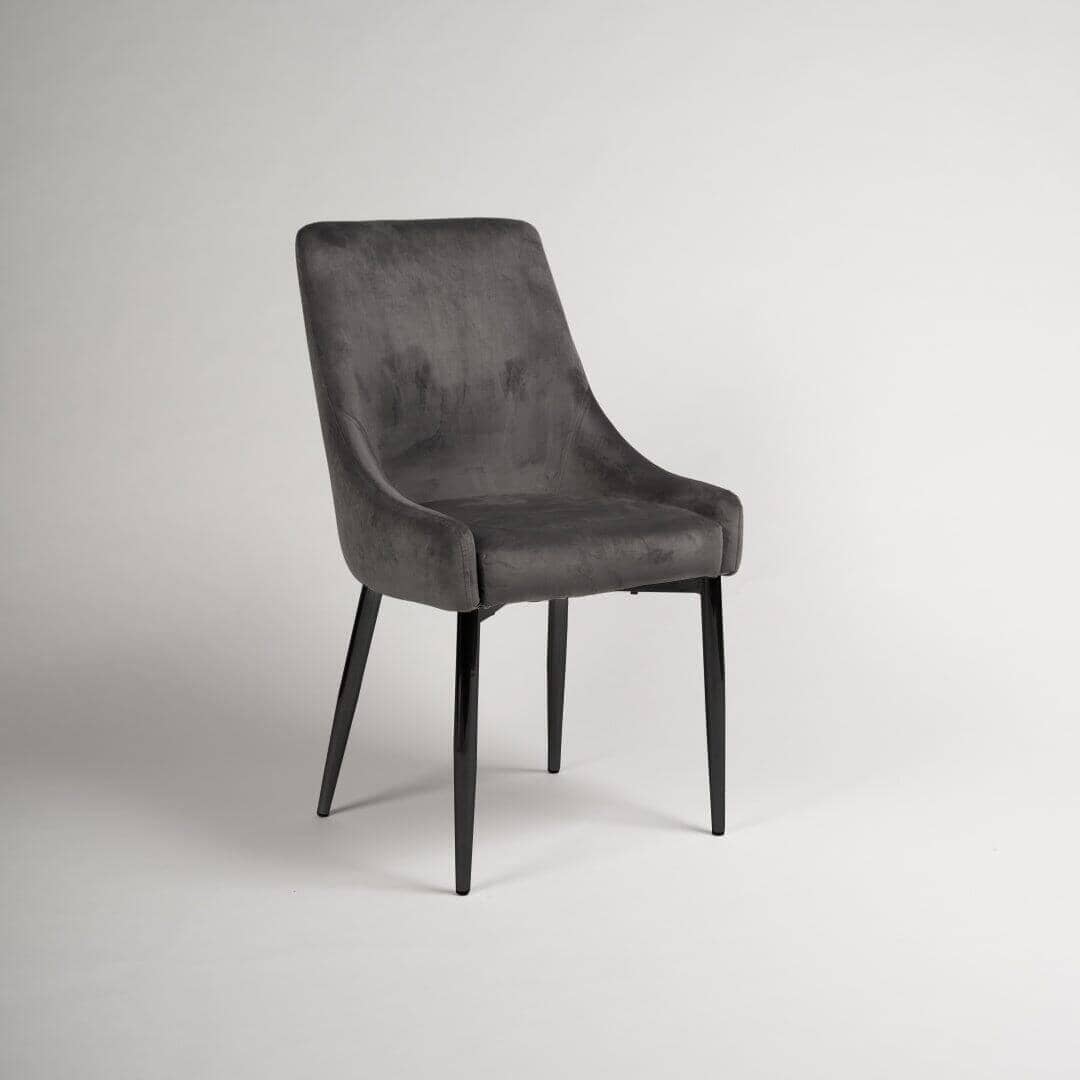 OUTLET - Maeve Grey Dining Chairs - Set of 2 - Black Legs