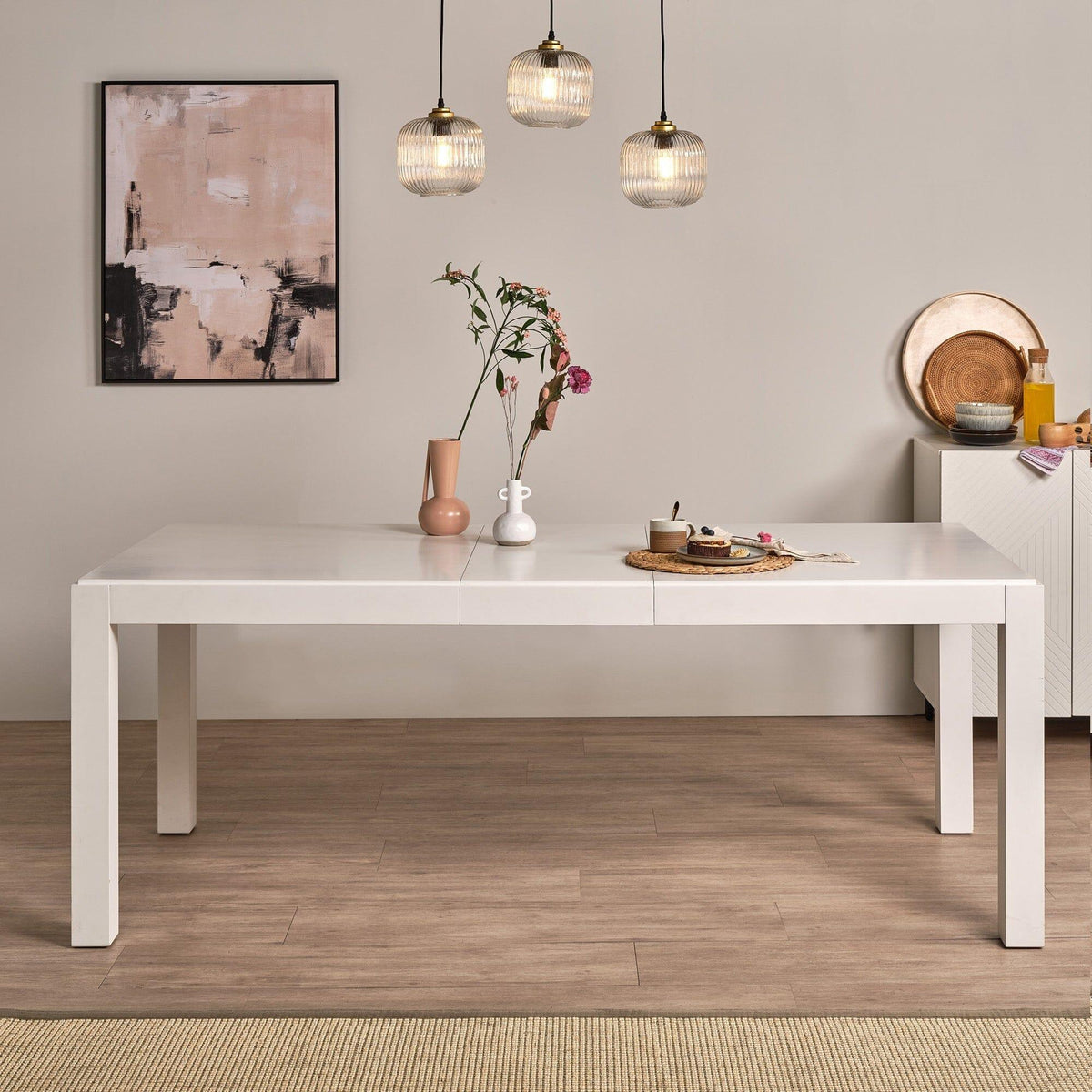 Outlet - Magnus White Wood extendable dining table