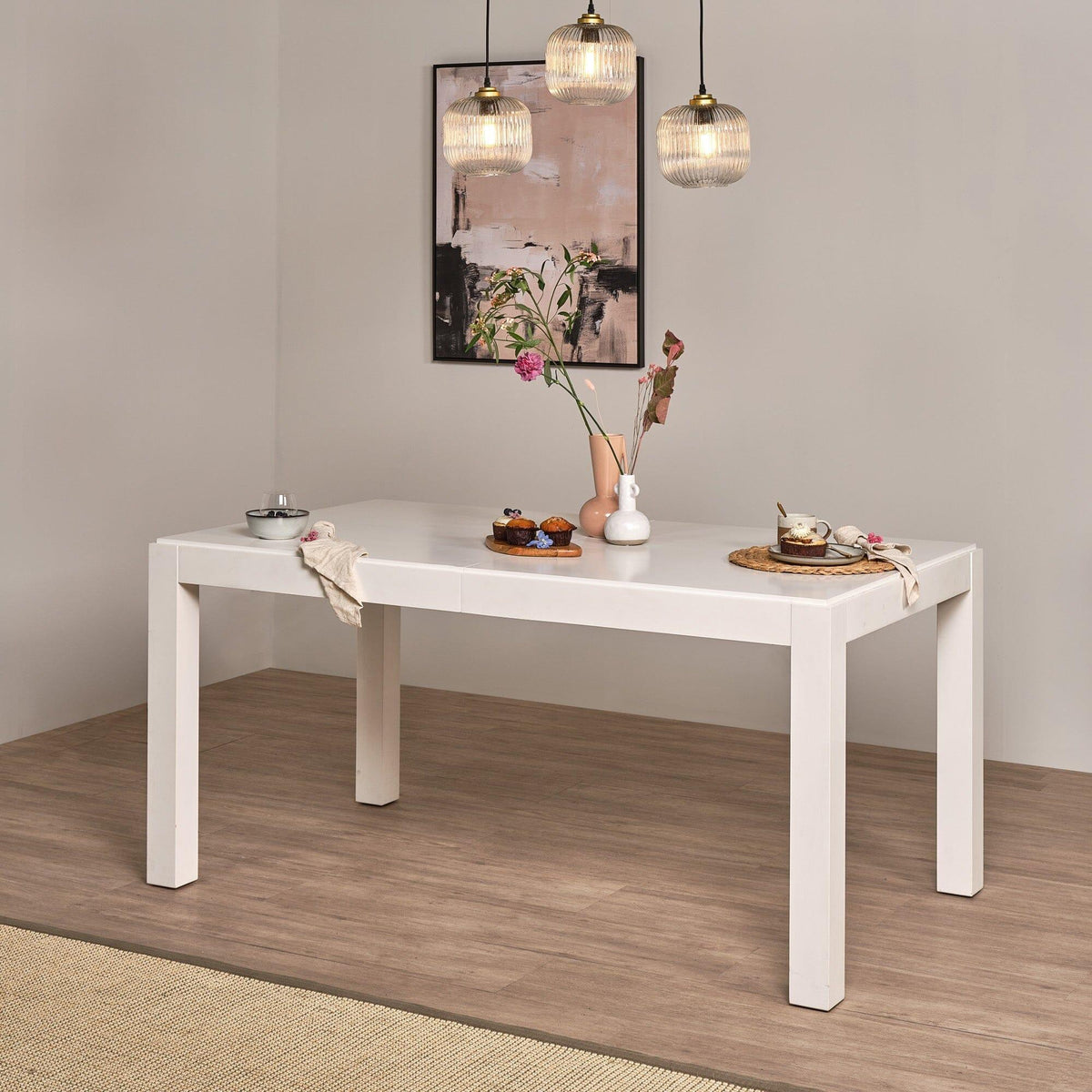 Outlet - Magnus White Wood extendable dining table