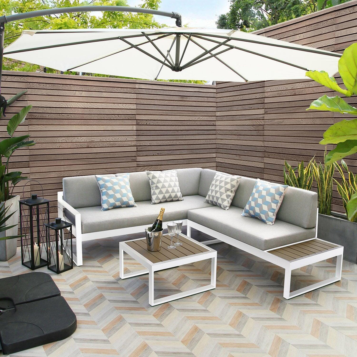 Outlet - Maia Garden Corner Sofa - White - Left Hand Assembly