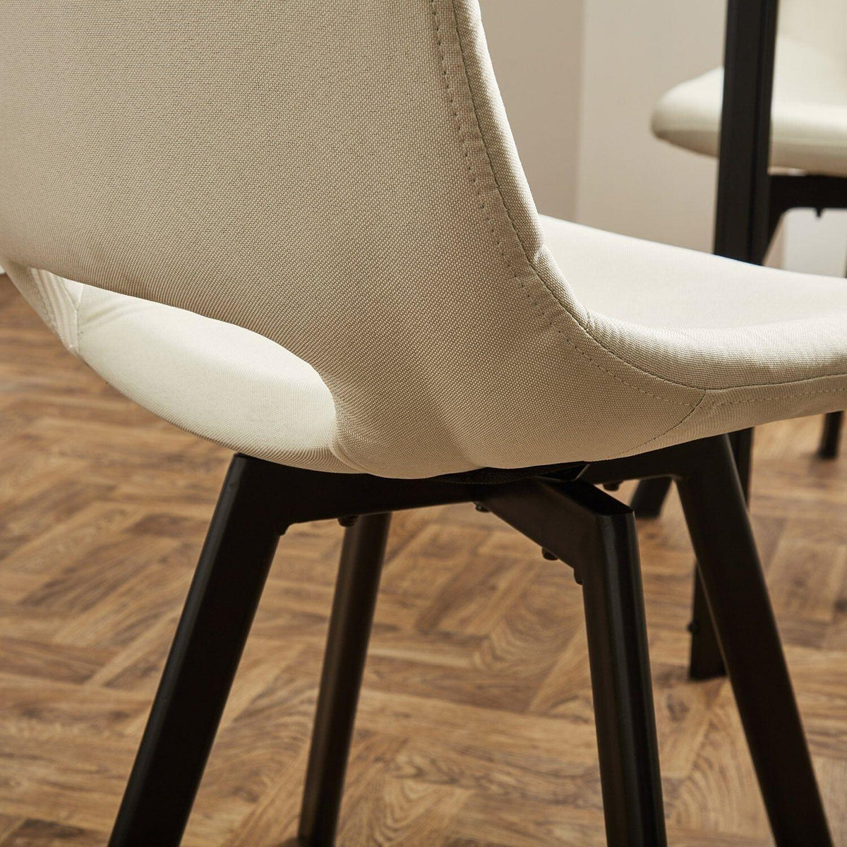 OUTLET - Margot Cream Dining Chairs - Set of 2 - Black Legs