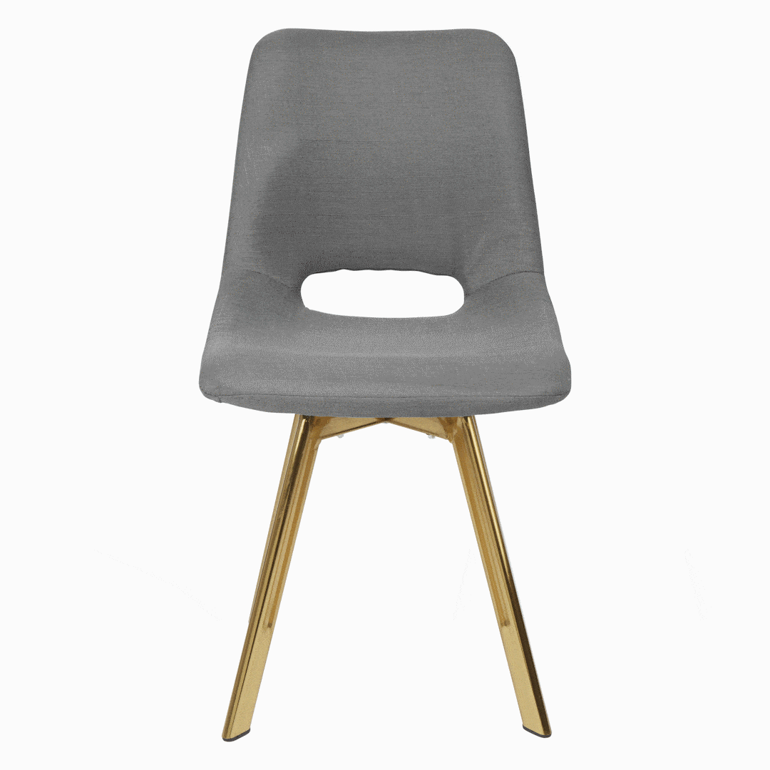 OUTLET - Margot Grey Dining Chairs - Set of 2 - Brass Legs