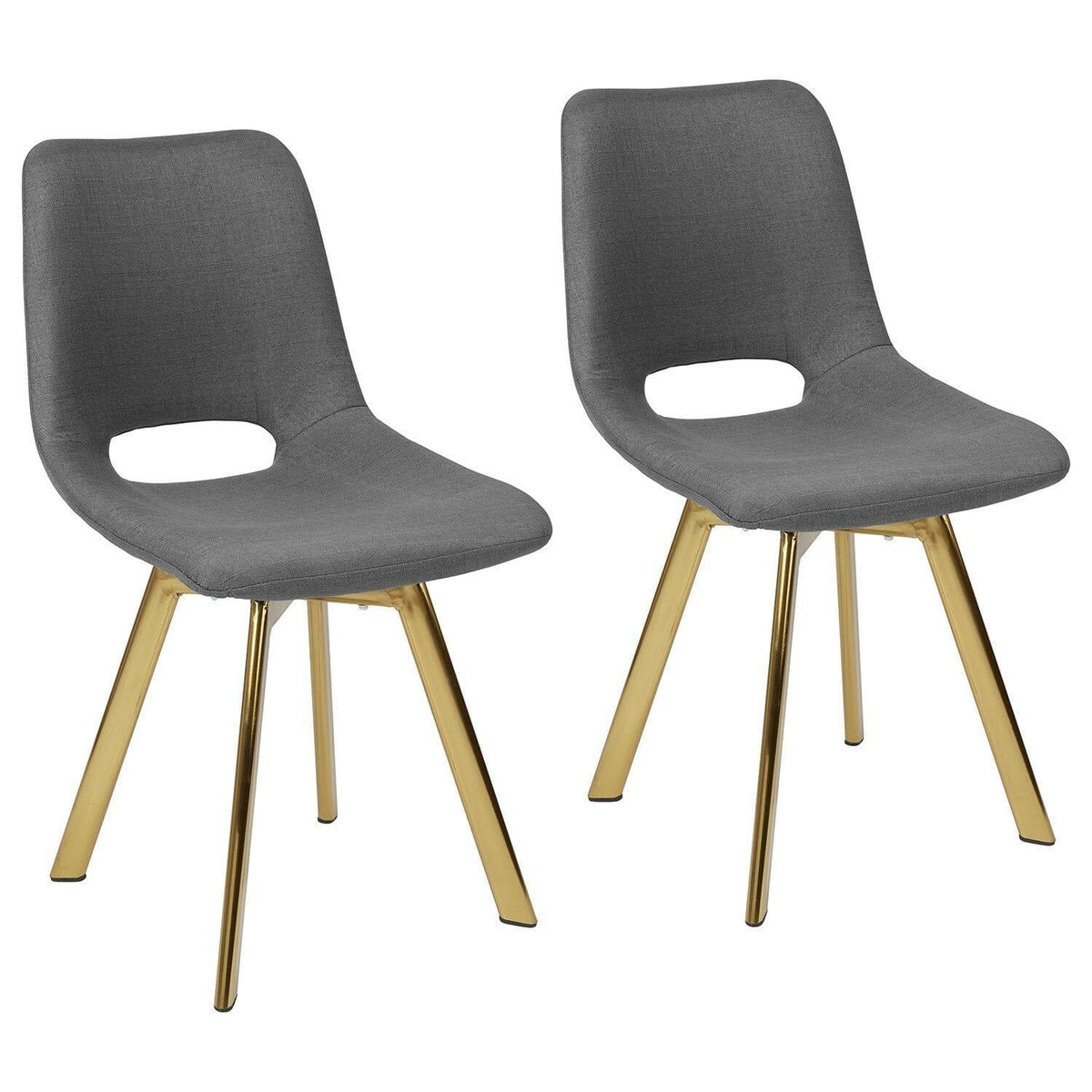 OUTLET - Margot Grey Dining Chairs - Set of 2 - Brass Legs