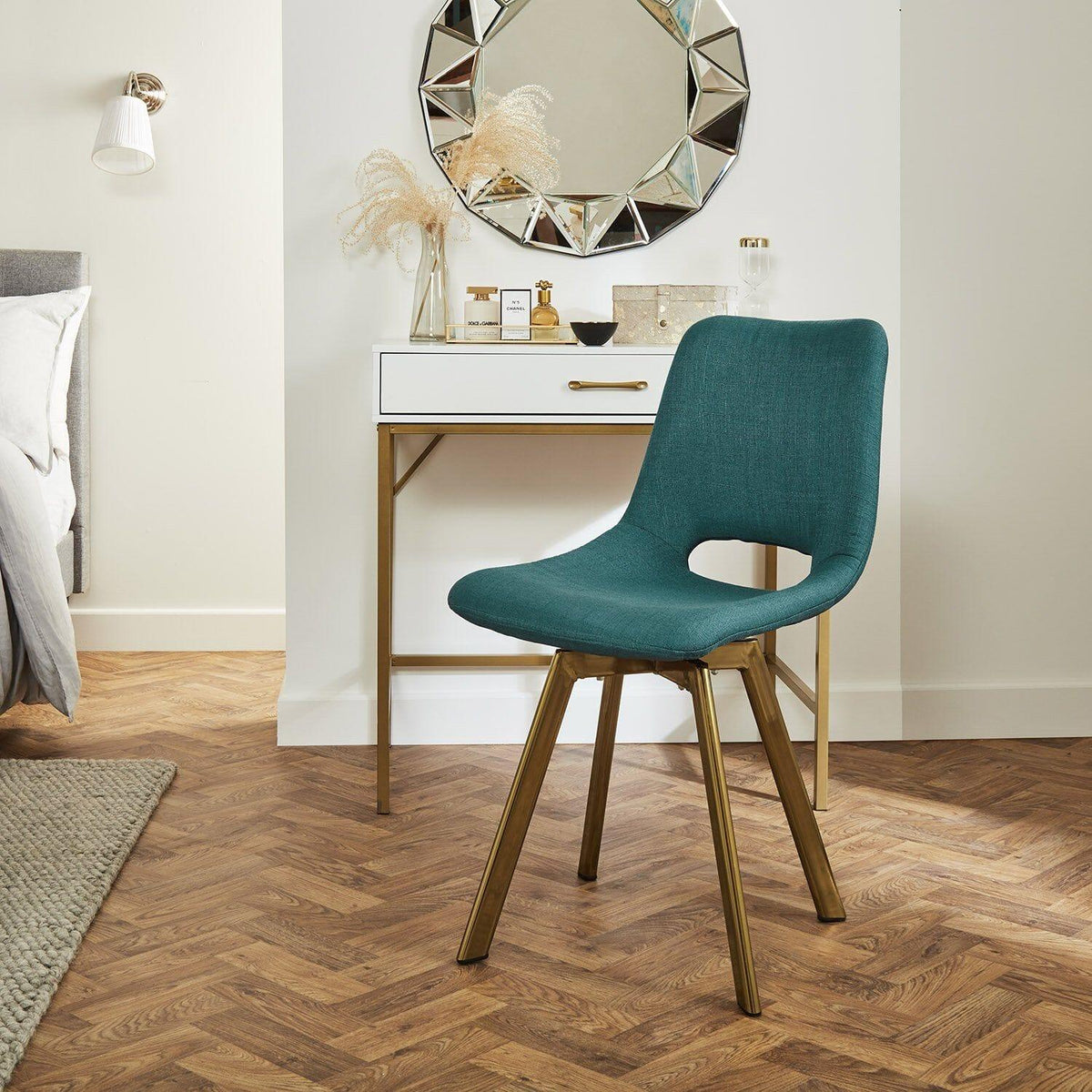 OUTLET - Margot Teal Office Chair - Brass Legs