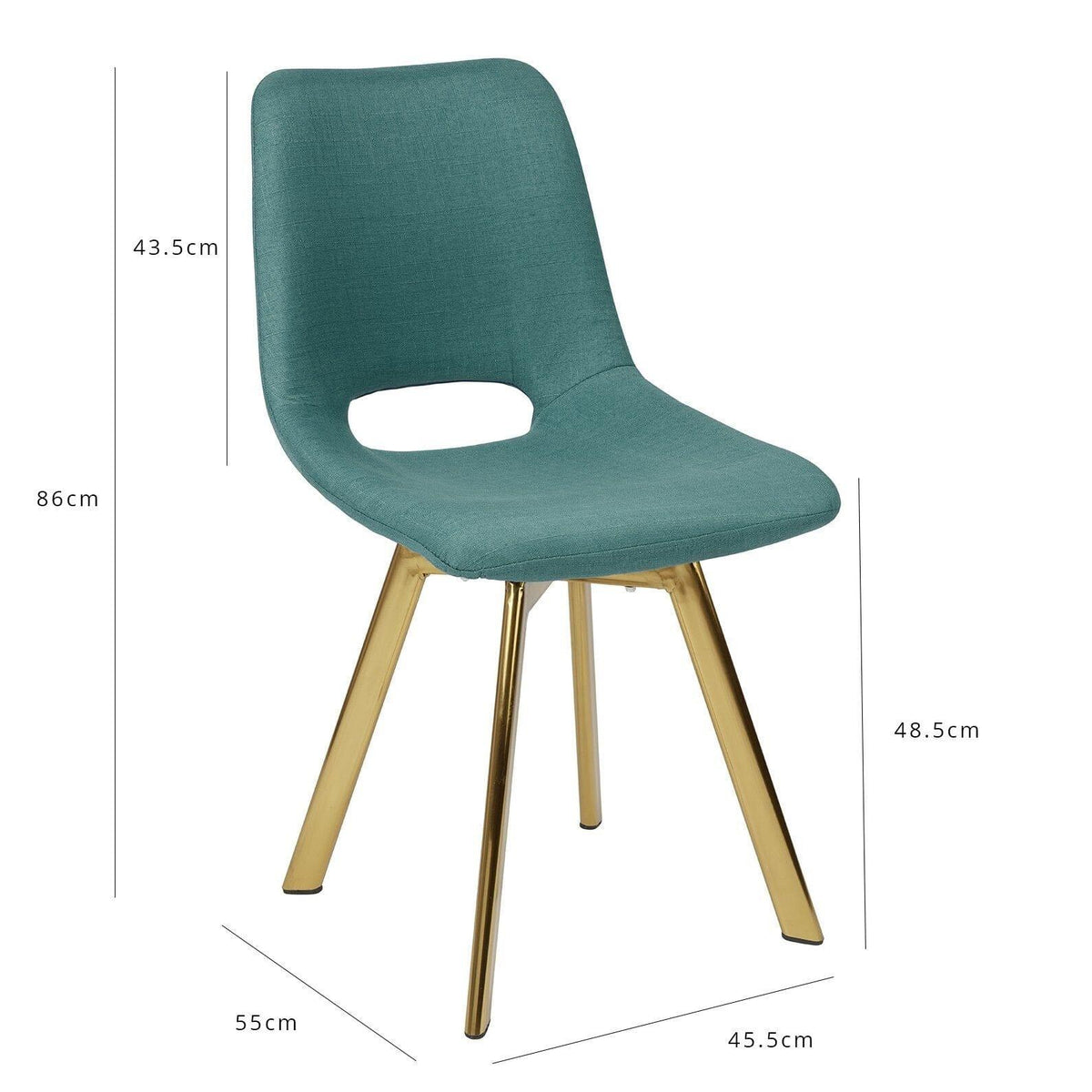 OUTLET - Margot Teal Office Chair - Brass Legs