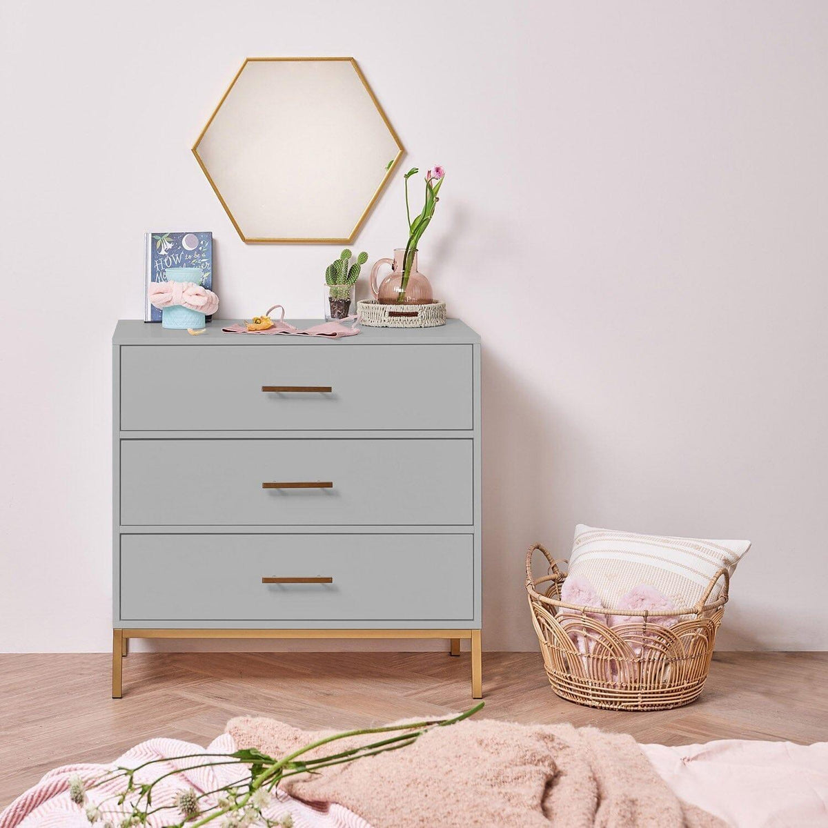 OUTLET - Marie 3 Drawer Chest of Drawers - Grey